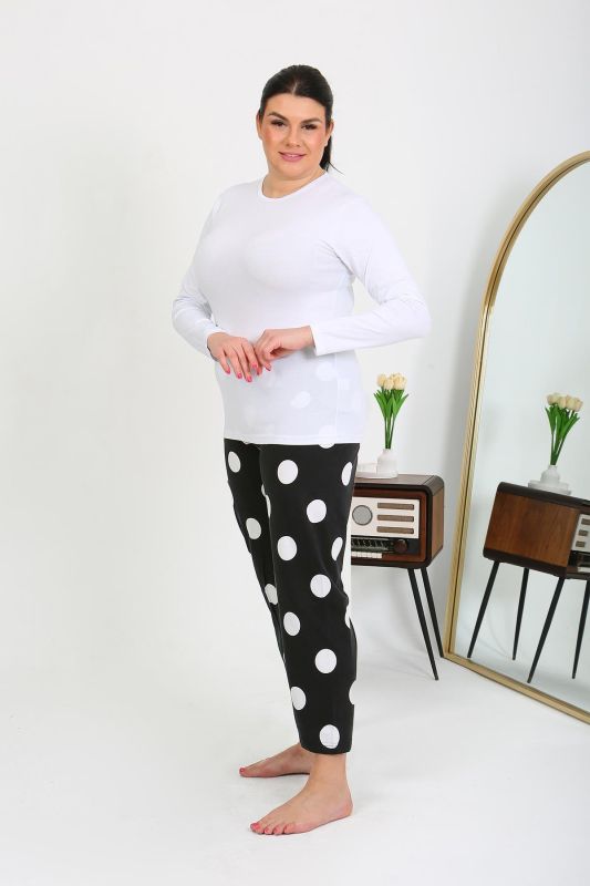 Moda Çizgi Kadın Büyük Beden Tek Alt Pijama Siyah 27553 - 2