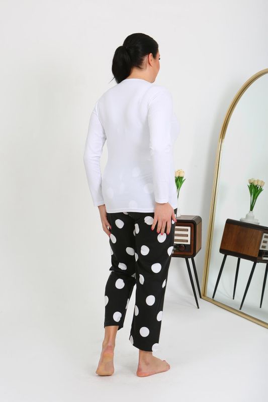 Moda Çizgi Kadın Büyük Beden Tek Alt Pijama Siyah 27553 - 3