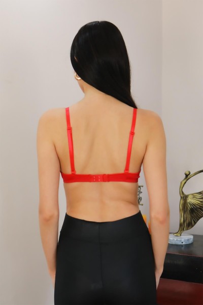 Moda Çizgi Kadın Destekli Balenli Önden Açılır Dekolteli Sütyen 2406 Kırmızı - Thumbnail