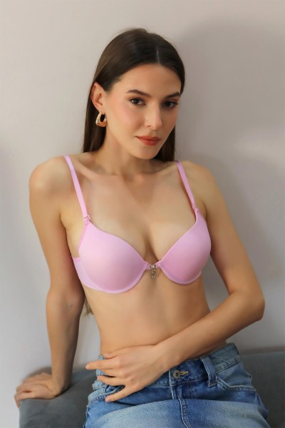Moda Çizgi Kadın Destekli Balenli Sütyen 4932 Pembe - Thumbnail