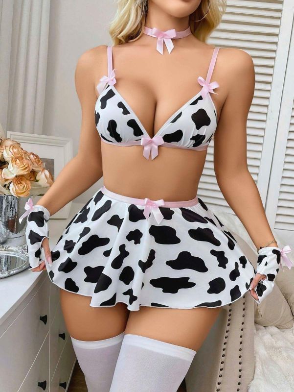 Moda Çizgi Kadın Fantezi Dalmaçyalı Kostüm Takım Beyaz K1752 - 3