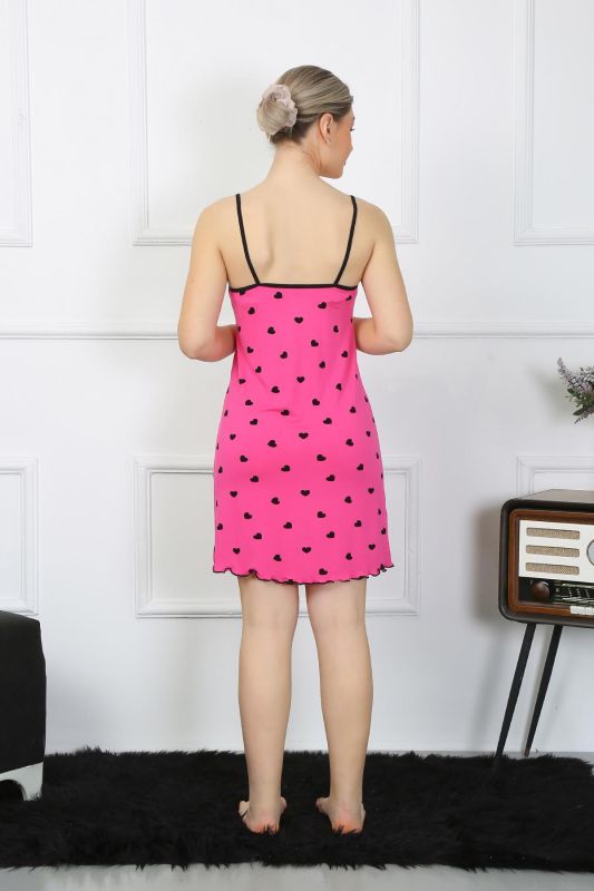 Moda Çizgi Kadın İp Askılı Penye Kısa Gecelik 11309 - 3