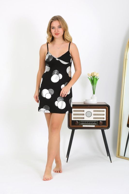 Moda Çizgi Kadın İp Askılı Penye Siyah 36725 - 5