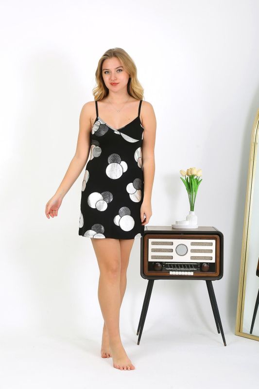 Moda Çizgi Kadın İp Askılı Penye Siyah 36725 - 6