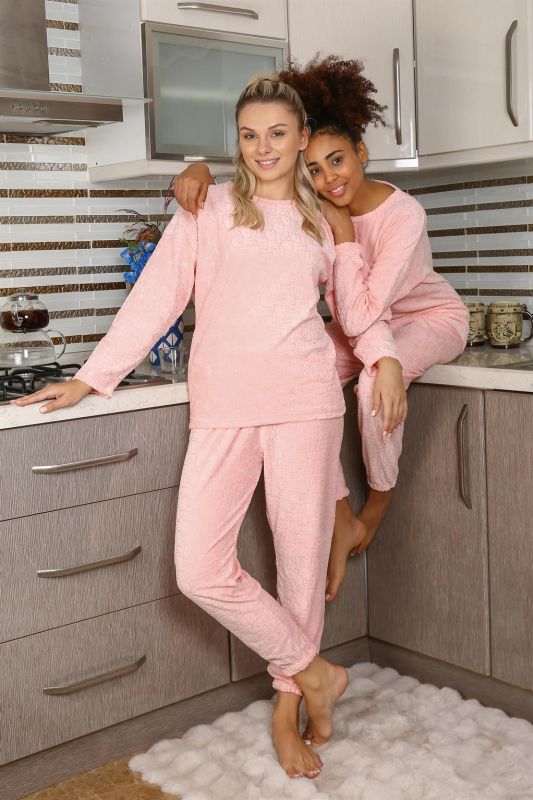 Moda Çizgi Kadın Kadife Pijama Takım 4183 - 1
