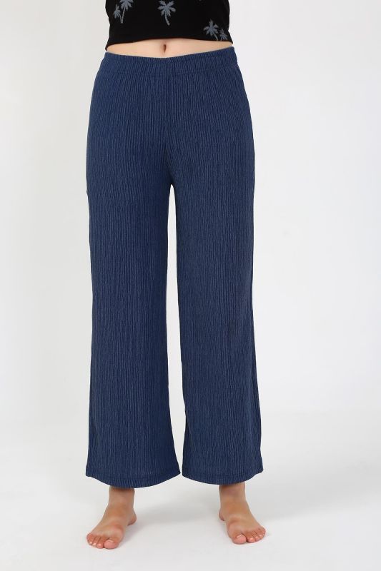 Moda Çizgi Kadın Kalın Askılı Body Bol Paça Pantolon 2`li Takım Siyah 4221 - 4