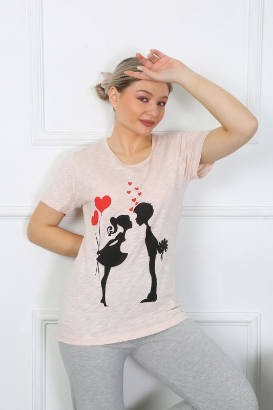 Moda Çizgi Kadın Kısa Kol Penye Pijama Takım 4207 - 5