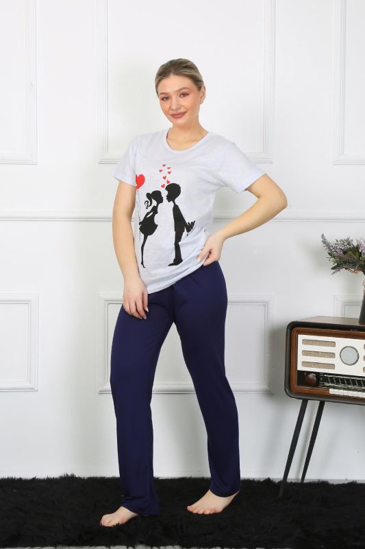 Moda Çizgi Kadın Kısa Kol Penye Pİjama Takımı 4208 - 3