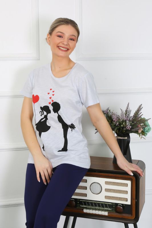 Moda Çizgi Kadın Kısa Kol Penye Pİjama Takımı 4208 - 5