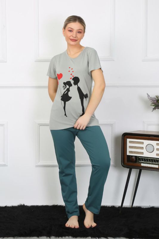 Moda Çizgi Kadın Kısa Kol Penye Pijama Takımı 4210 - 2