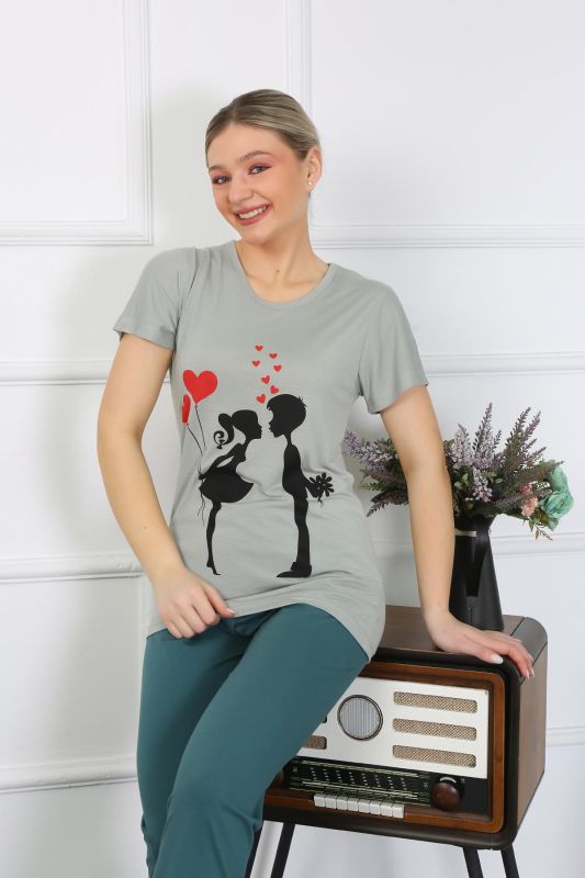 Moda Çizgi Kadın Kısa Kol Penye Pijama Takımı 4210 - 3