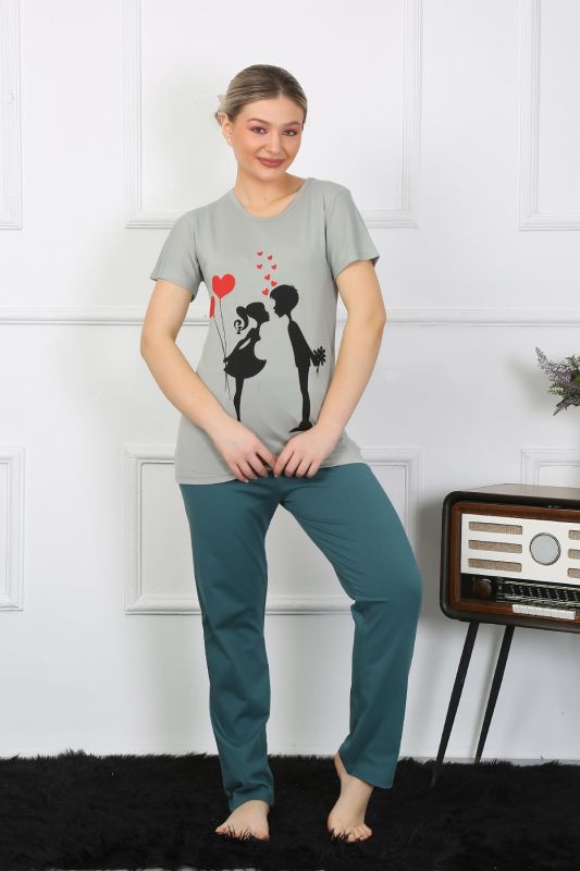Moda Çizgi Kadın Kısa Kol Penye Pijama Takımı 4210 - 6