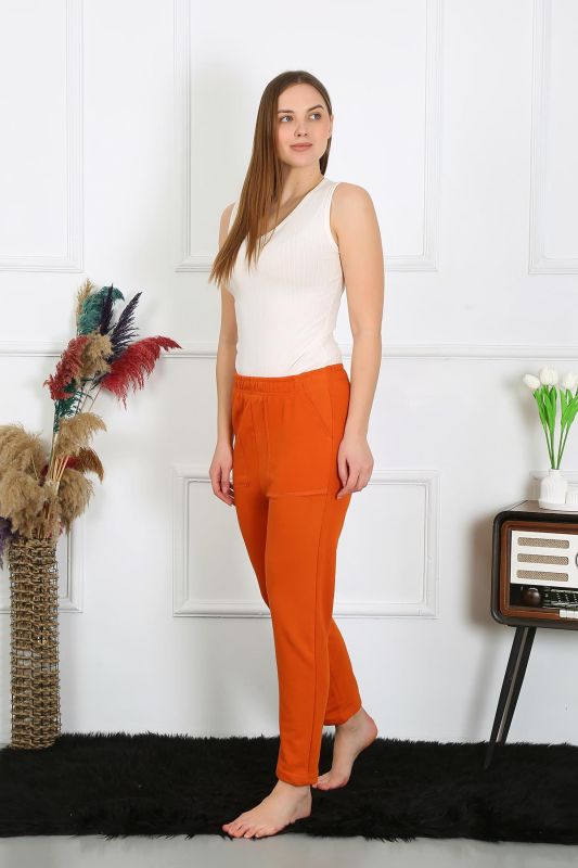 Moda Çizgi Kadın Pamuk Cepli 3 İplik Alt Eşofman Kremit 27510 - 2