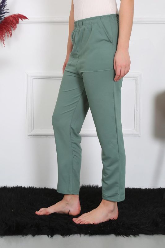 Moda Çizgi Kadın Pamuk Cepli 3 İplik Alt Eşofman Yeşil 27510 - 3