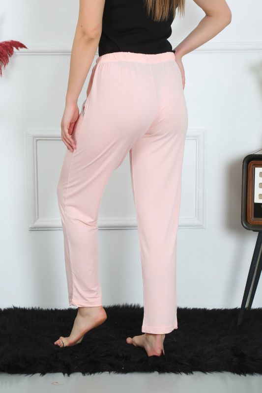 Moda Çizgi Kadın Pamuk Penye Cepli Tek Alt Pijama Pembe 27512 - 3