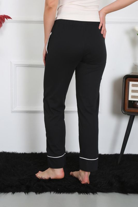 Moda Çizgi Kadın Pamuk Penye Cepli Tek Alt Pijama Siyah 27512 - 4