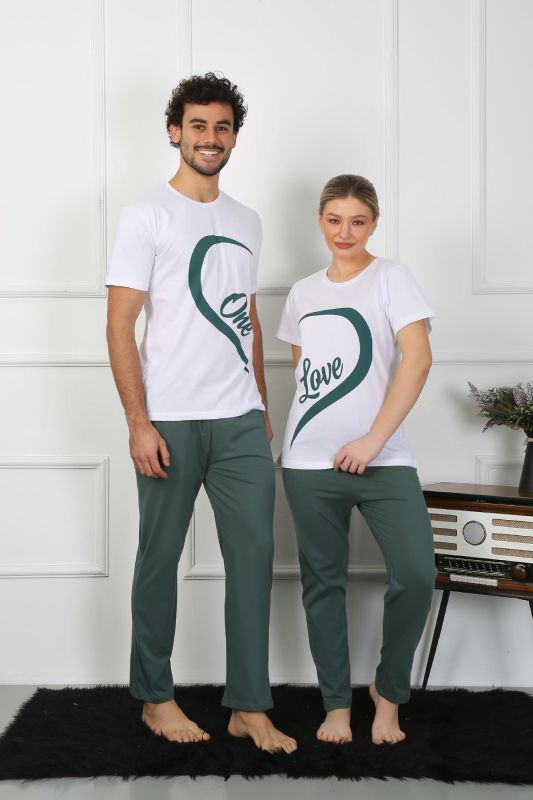 Moda Çizgi Kadın Pamuk Penye Sevgili Kombini Pijama Takımı Beyaz 50127 Tek Takım Fiyatıdır - 3