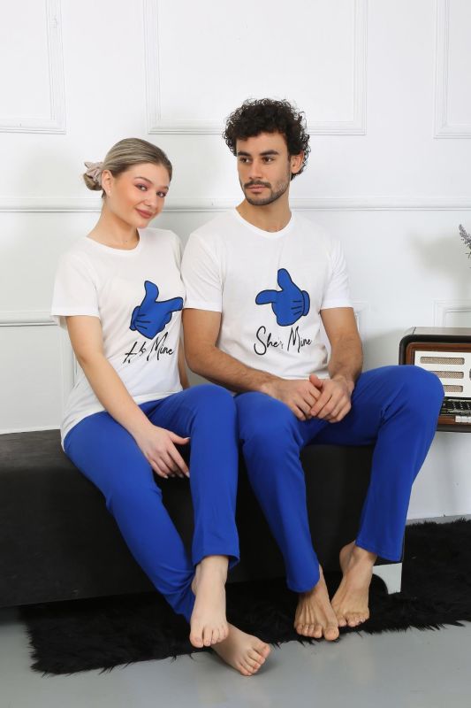Moda Çizgi Kadın Pamuk Penye Sevgili Kombini Pijama Takımı Beyaz 50129 Tek Takım Fiyatıdır - 4