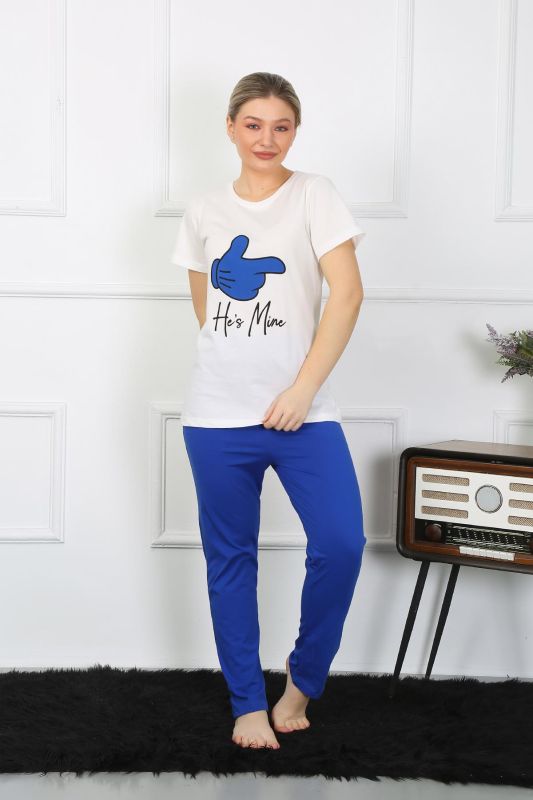Moda Çizgi Kadın Pamuk Penye Sevgili Kombini Pijama Takımı Beyaz 50129 Tek Takım Fiyatıdır - 6