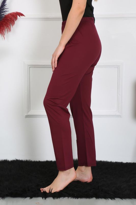 Moda Çizgi Kadın Pamuk Penye Tek Alt Pijama Bordo 27513 - 2