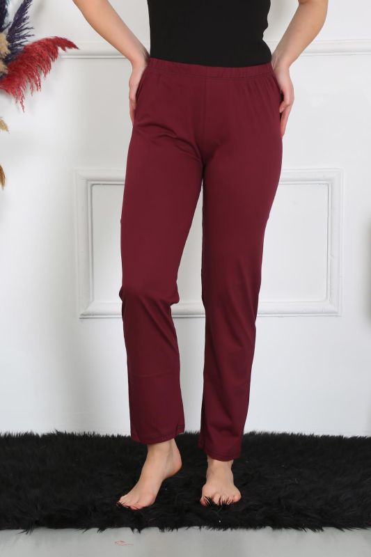 Moda Çizgi Kadın Pamuk Penye Tek Alt Pijama Bordo 27513 - 4