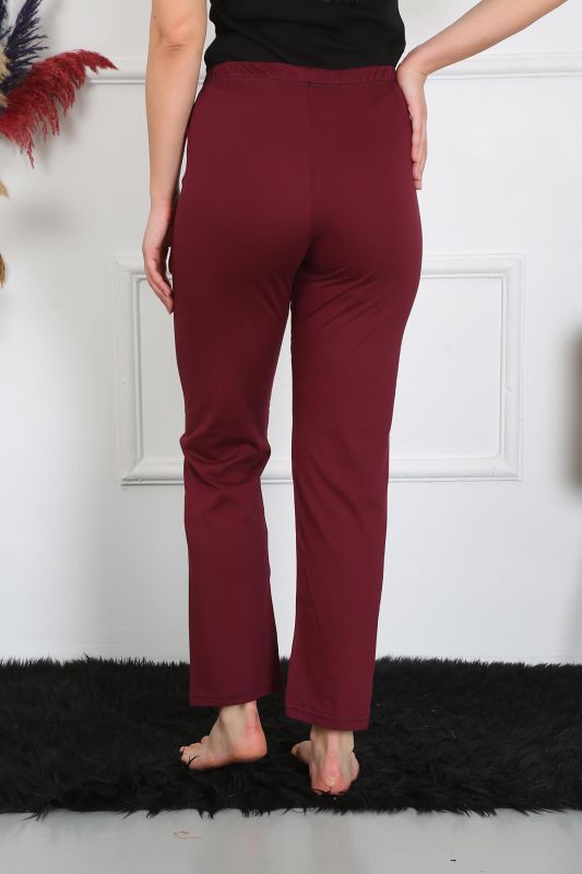Moda Çizgi Kadın Pamuk Penye Tek Alt Pijama Bordo 27513 - 5