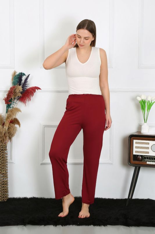 Moda Çizgi Kadın Pamuk Penye Tek Alt Pijama Bordo 27514 - 1