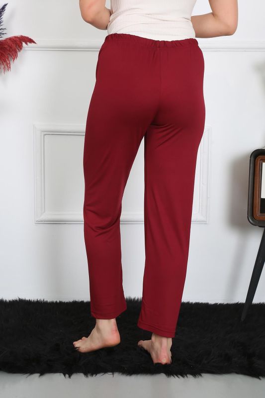 Moda Çizgi Kadın Pamuk Penye Tek Alt Pijama Bordo 27514 - 4