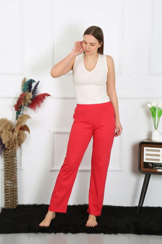 Moda Çizgi Kadın Pamuk Penye Tek Alt Pijama Mercan 27514 - 1