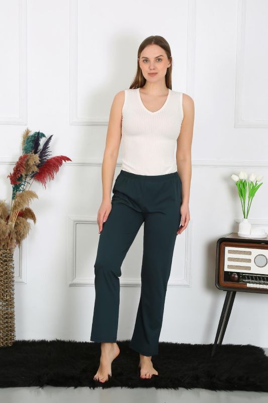 Moda Çizgi Kadın Pamuk Penye Tek Alt Pijama Petrol 27514 - 2