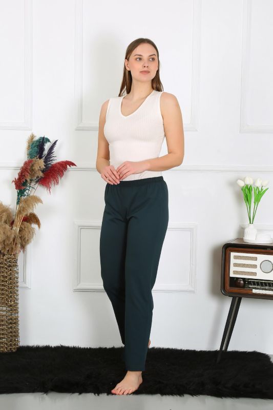 Moda Çizgi Kadın Pamuk Penye Tek Alt Pijama Petrol 27514 - 3