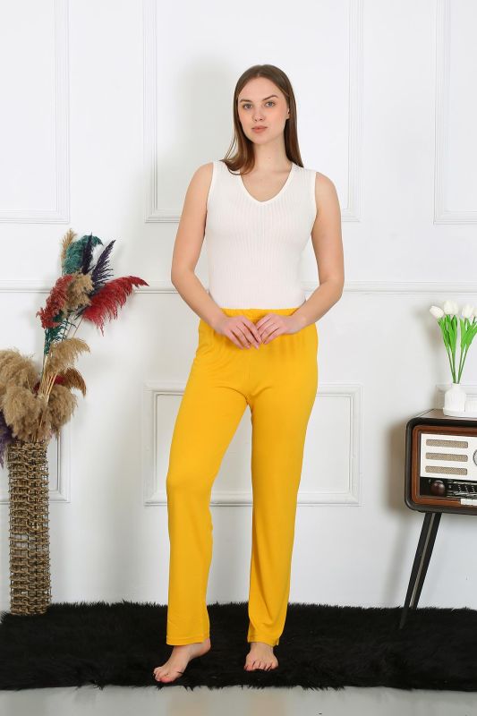 Moda Çizgi Kadın Pamuk Penye Tek Alt Pijama Sarı 27513 - 1