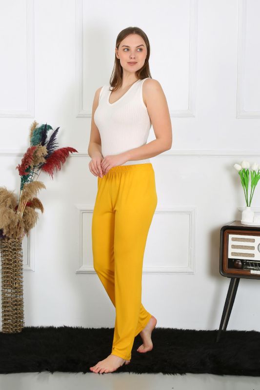 Moda Çizgi Kadın Pamuk Penye Tek Alt Pijama Sarı 27513 - 2