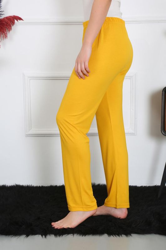 Moda Çizgi Kadın Pamuk Penye Tek Alt Pijama Sarı 27513 - 3