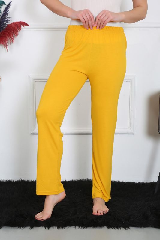 Moda Çizgi Kadın Pamuk Penye Tek Alt Pijama Sarı 27513 - 4