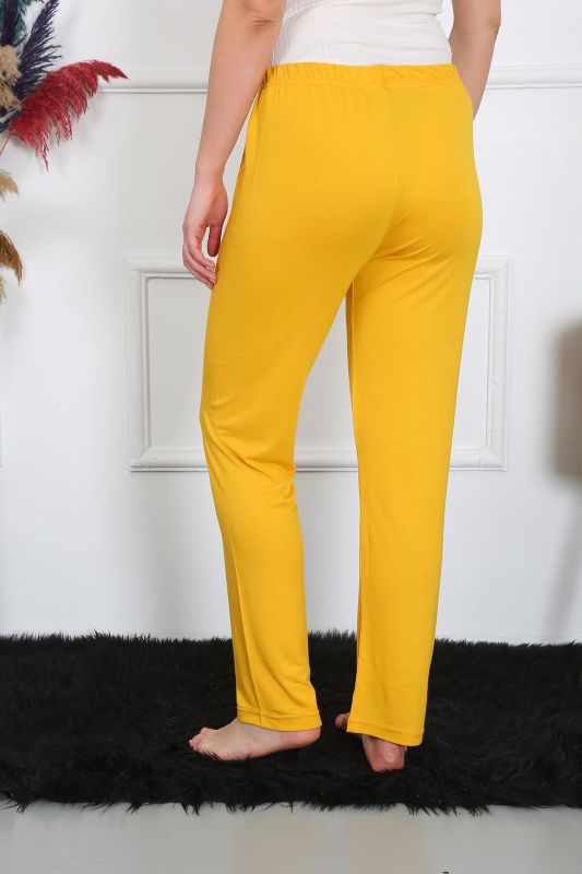 Moda Çizgi Kadın Pamuk Penye Tek Alt Pijama Sarı 27513 - 5
