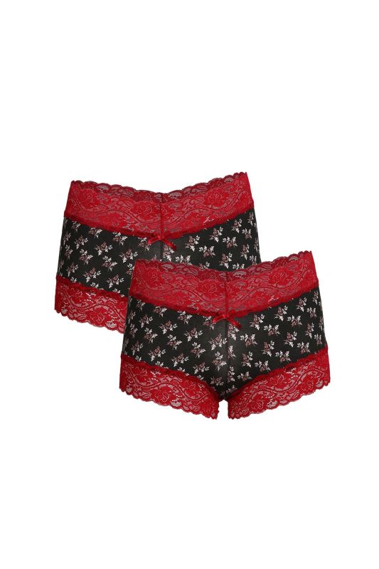 Moda Çizgi Kadın Pamuklu 2li Boxer Antrasit 40266 - 1