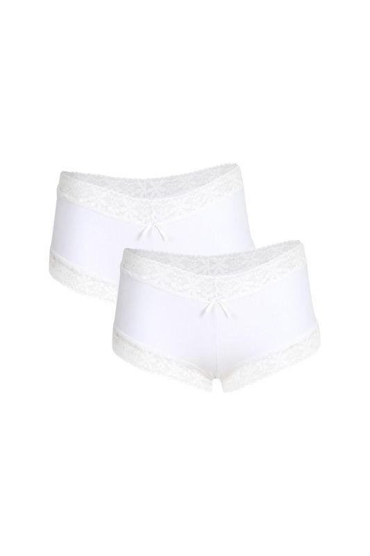 Moda Çizgi Kadın Pamuklu 2li Boxer Beyaz 40265 - 1