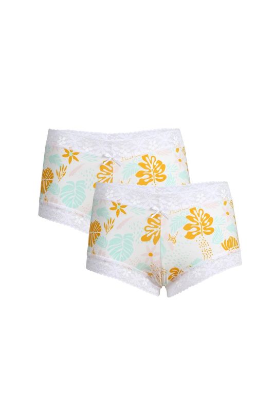 Moda Çizgi Kadın Pamuklu 2li Boxer Beyaz 40267 - 1