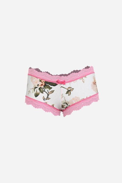 Moda Çizgi Kadın Pamuklu 2li Boxer Beyaz 40280 - Thumbnail