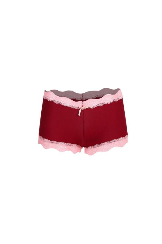 Moda Çizgi Kadın Pamuklu 2li Boxer Bordo 40265 - 2