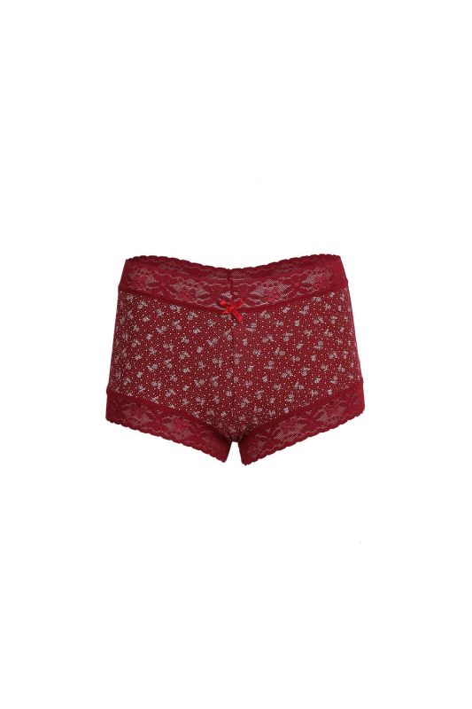 Moda Çizgi Kadın Pamuklu 2li Boxer Bordo 40266 - 2