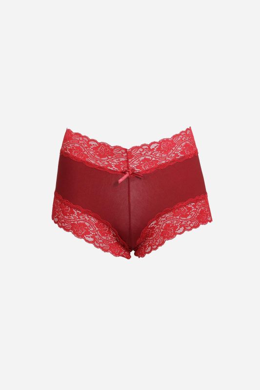 Moda Çizgi Kadın Pamuklu 2li Boxer Bordo 40277 - 2