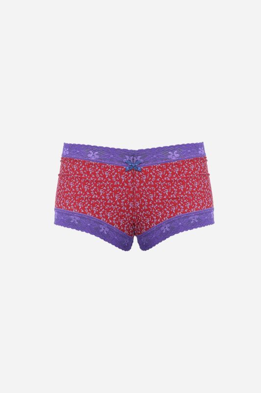 Moda Çizgi Kadın Pamuklu 2li Boxer Bordo 40280 - 2