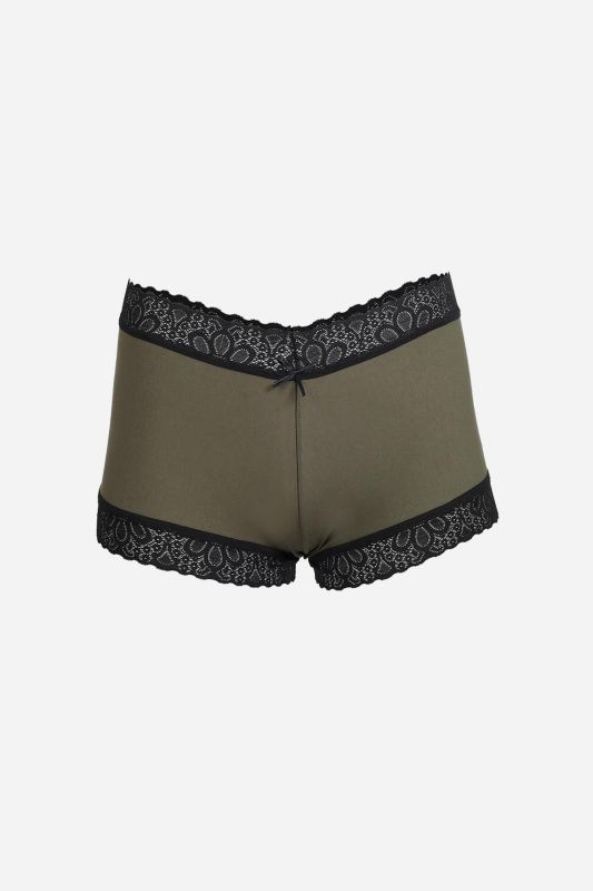 Moda Çizgi Kadın Pamuklu 2li Boxer Haki 40277 - 2