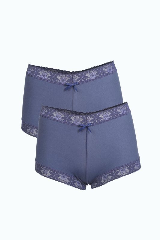 Moda Çizgi Kadın Pamuklu 2li Boxer İndigo 40277 - 1