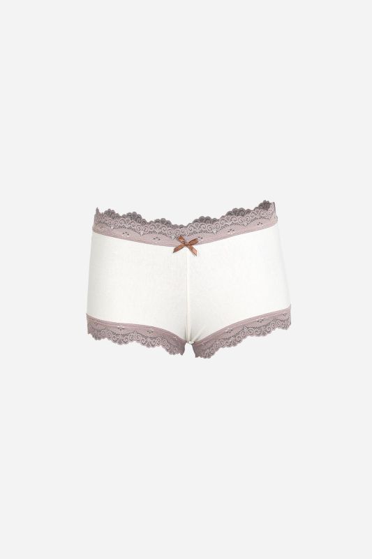 Moda Çizgi Kadın Pamuklu 2li Boxer Krem 40277 - 2