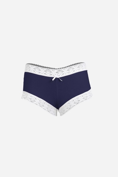 Moda Çizgi Kadın Pamuklu 2li Boxer Lacivert 40277 - Thumbnail