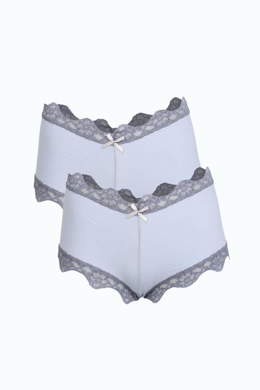 Moda Çizgi Kadın Pamuklu 2li Boxer Mavi 40277 - 1