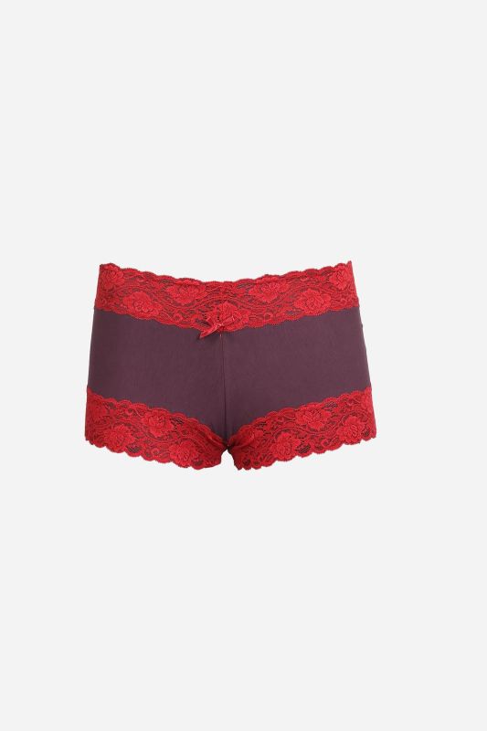 Moda Çizgi Kadın Pamuklu 2li Boxer Mürdüm 40277 - 2